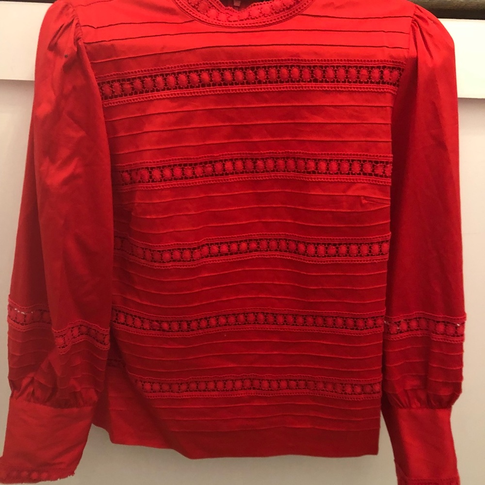 Halogen Red Lace Inset Top